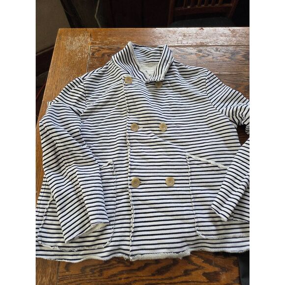 FRANK & EILEEN Mini Belfast Crop Peacoat Navy French Stripe sz XL - Picture 2 of 5